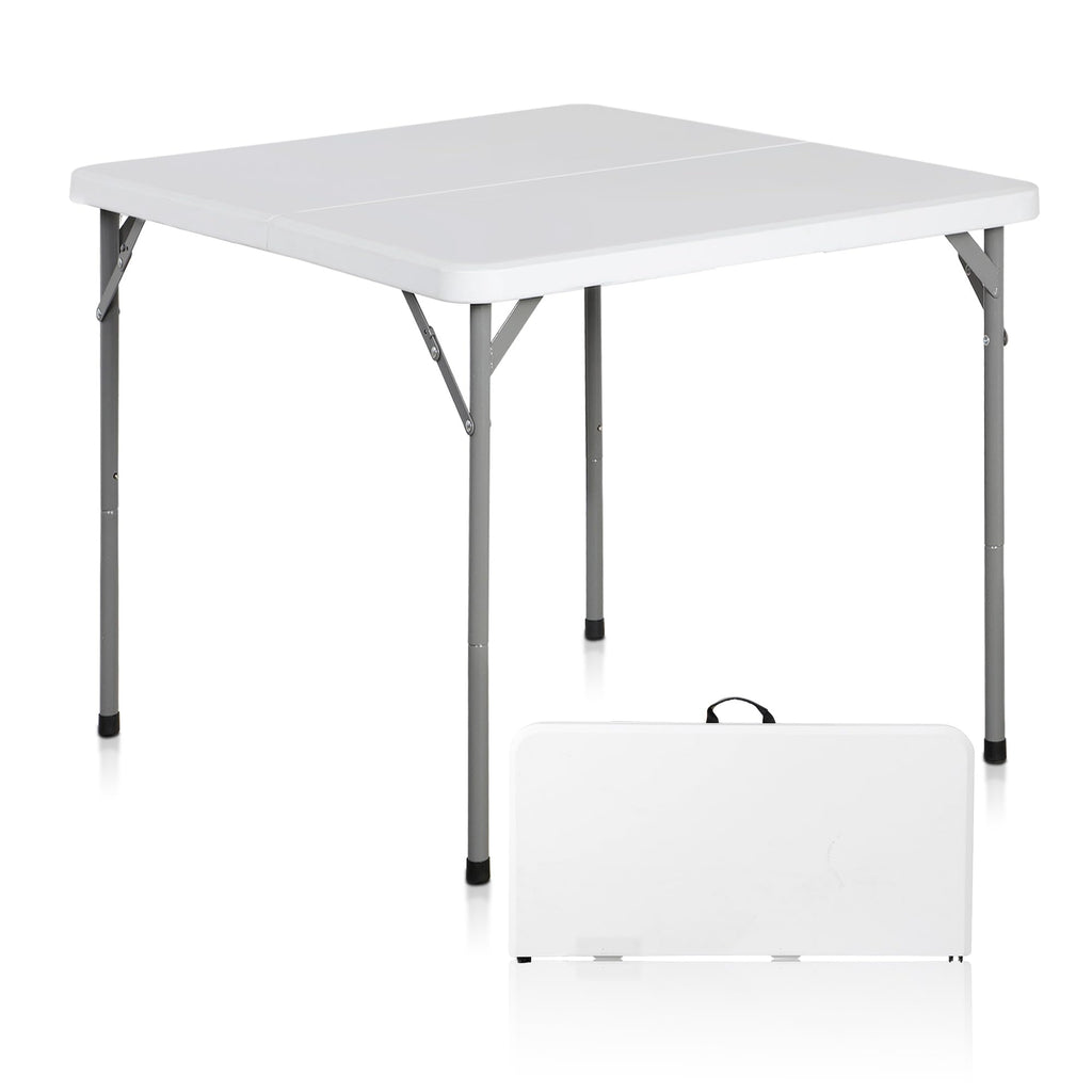 White 3 Foot Folding Card Table with Carrying Handle F9677