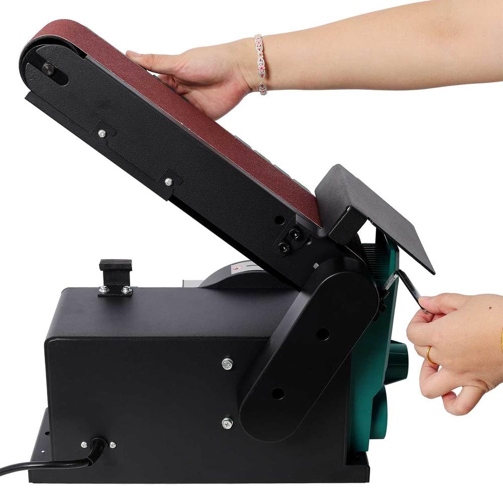 Benchtop Belt and Disc Sander, 4x36 Belt & 6" Disc, 0–90° Adjustable Table, Cast Iron Base, 120V Heavy Duty Sanding Machine R396