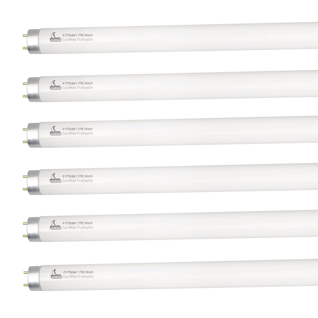 24 Inch 2 Ft T8 17W Cool White 4100K Fluorescent Tube 6 Pack T56640