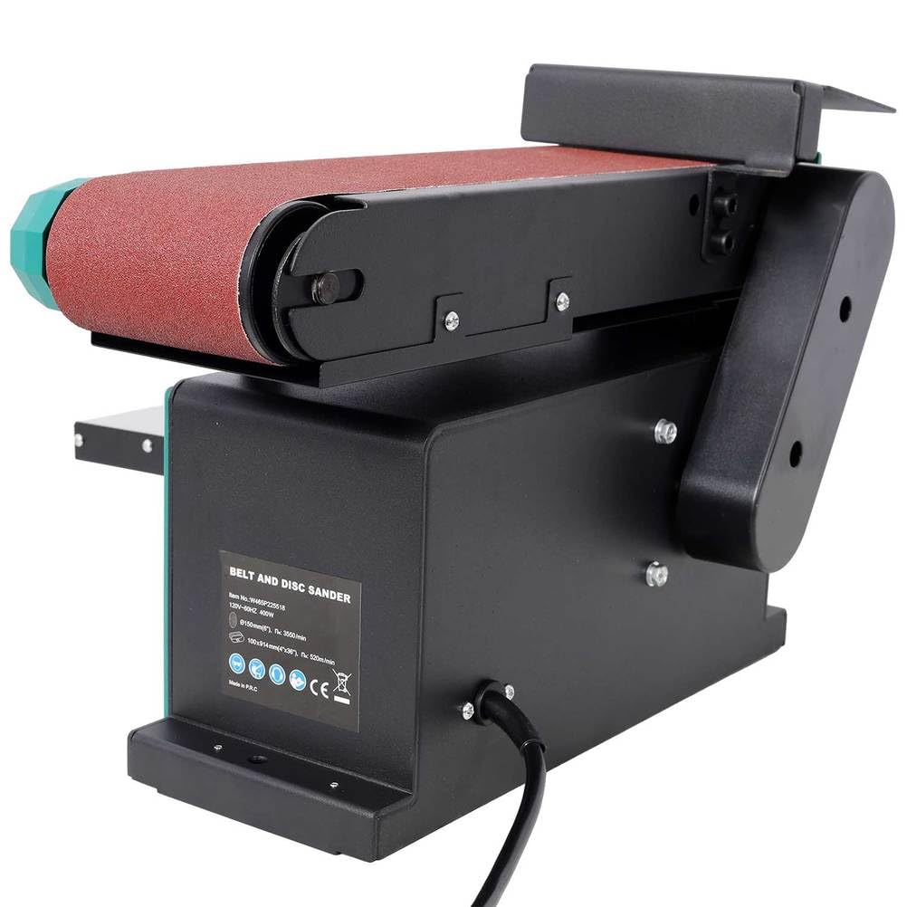 Benchtop Belt and Disc Sander, 4x36 Belt & 6" Disc, 0–90° Adjustable Table, Cast Iron Base, 120V Heavy Duty Sanding Machine R396