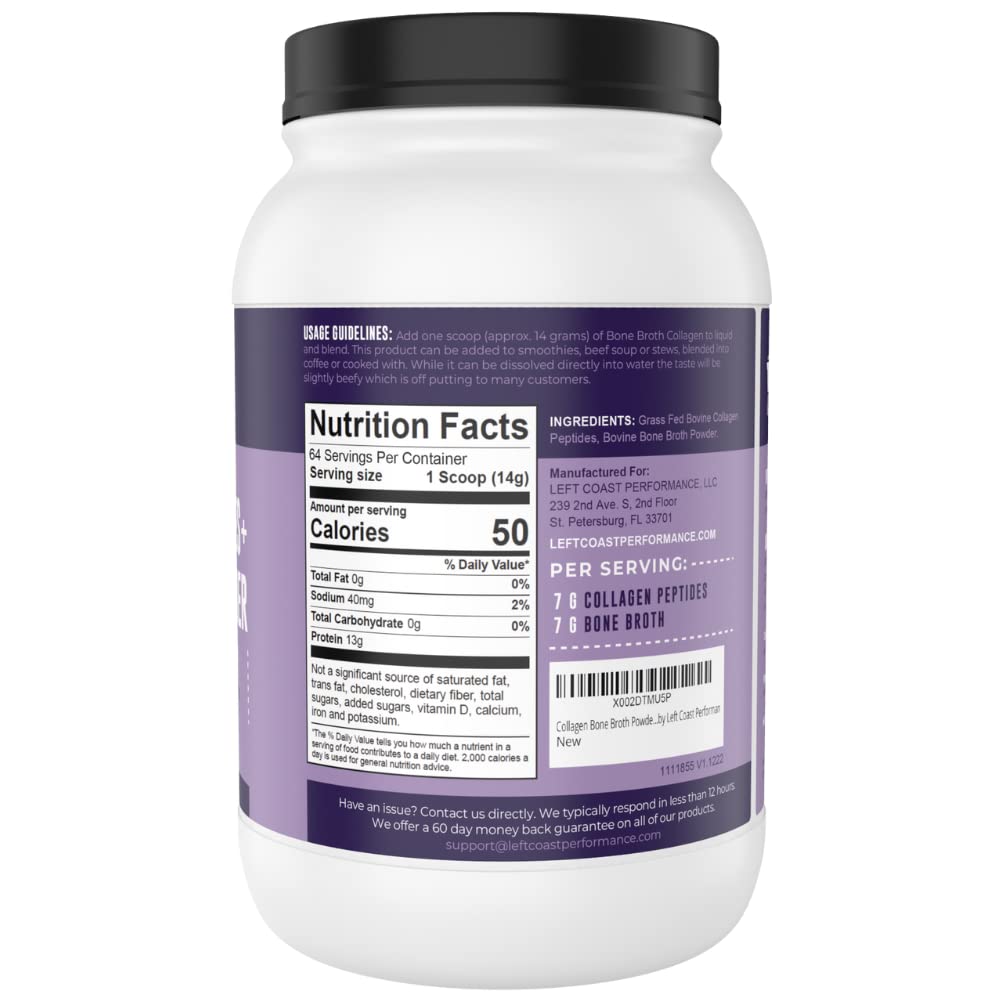 Collagen Bone Broth Powder, Unflavored, 2lb L499