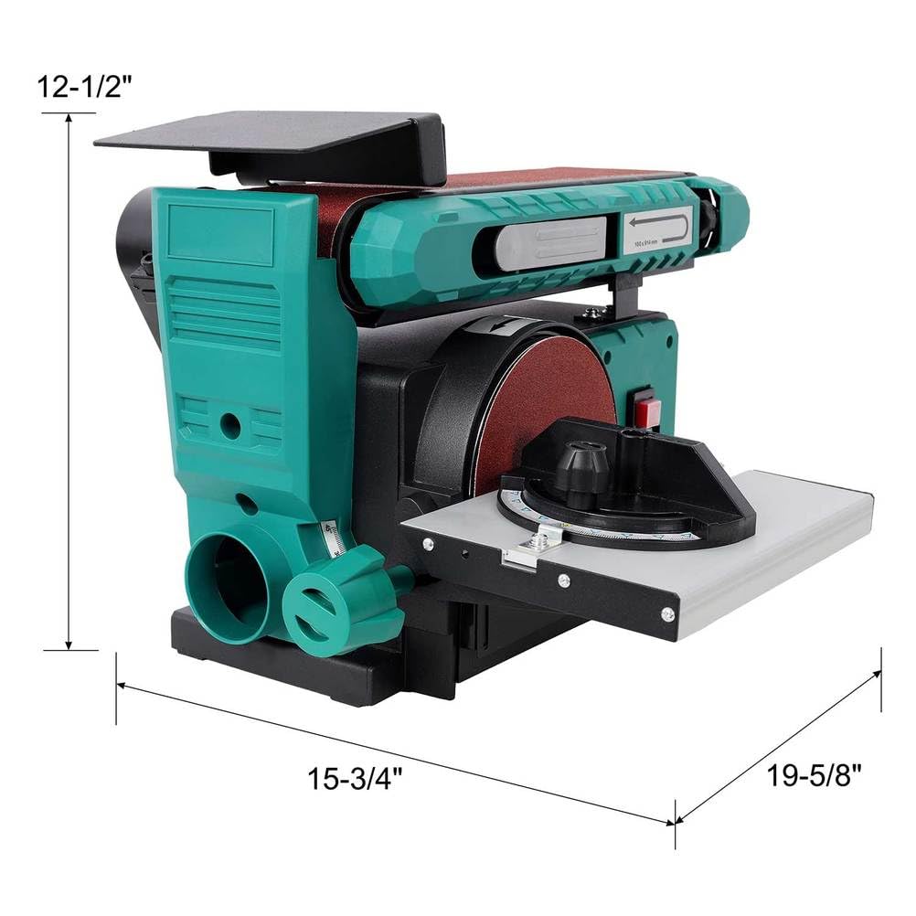 Benchtop Belt and Disc Sander, 4x36 Belt & 6" Disc, 0–90° Adjustable Table, Cast Iron Base, 120V Heavy Duty Sanding Machine R396