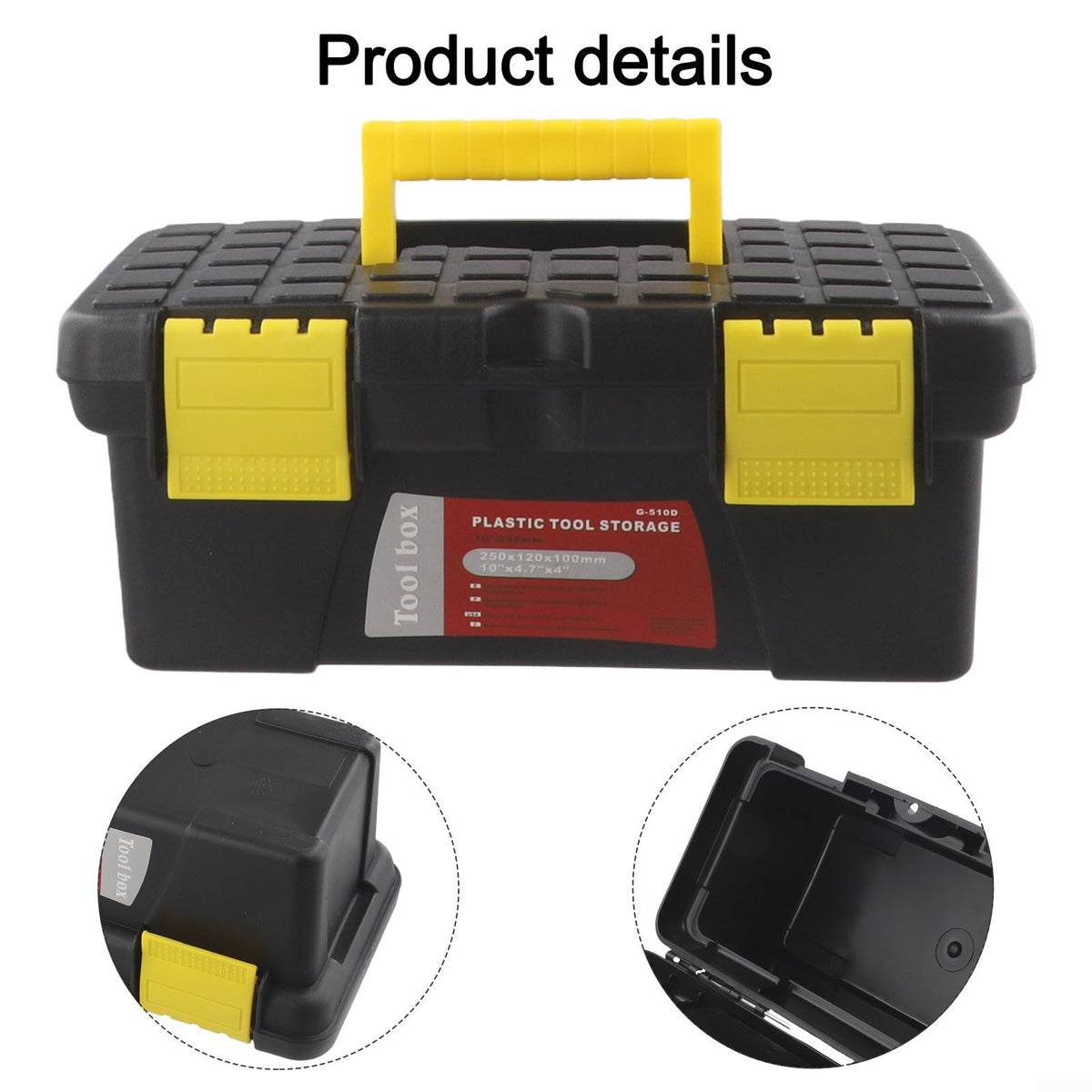 10 Inch Black Plastic Tool Storage Box U4779