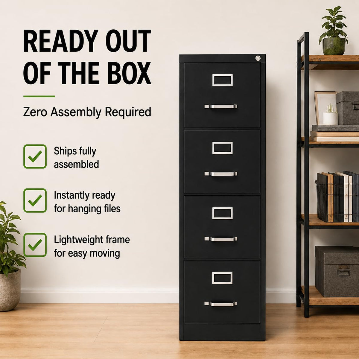 4 Drawers Black Metal Filing Cabinet T630