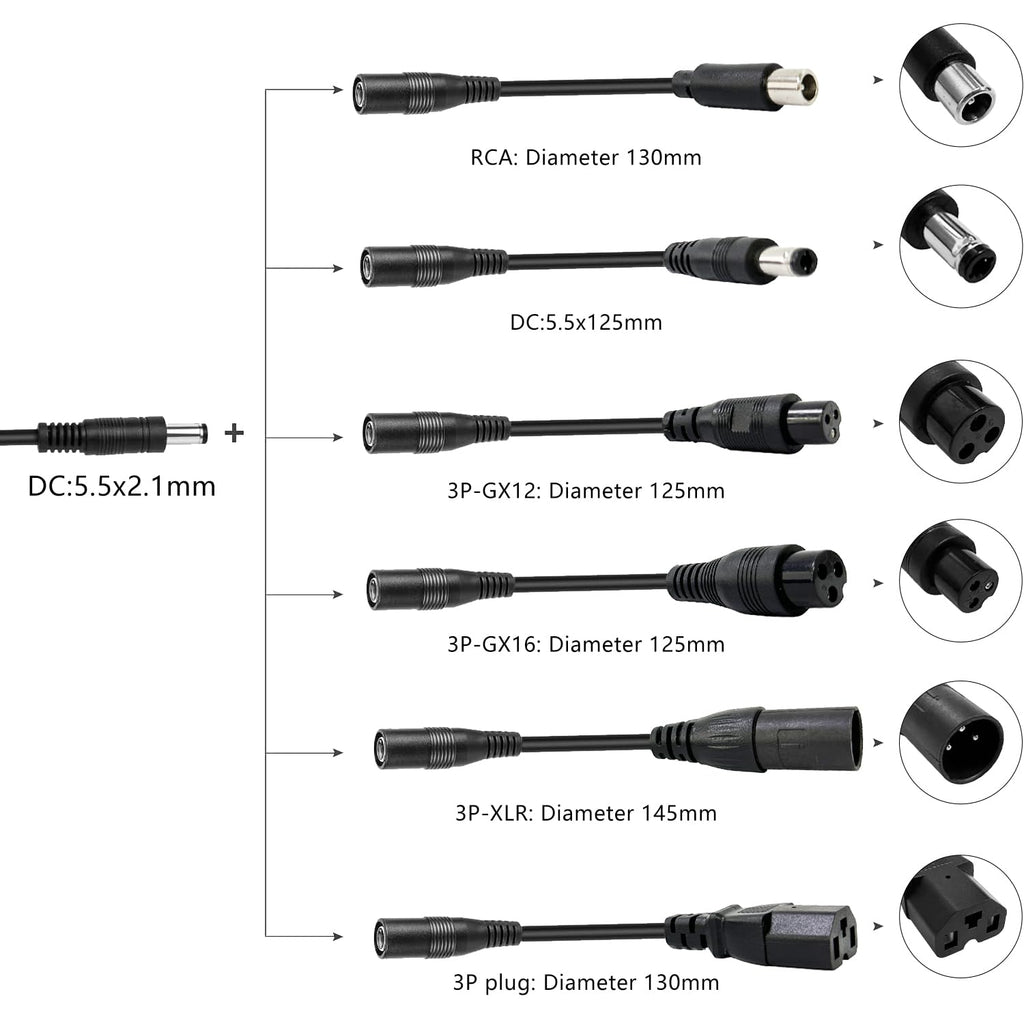 54.6V 2A Electric Scooter Charger with 6-in-1 Universal Plug V409711