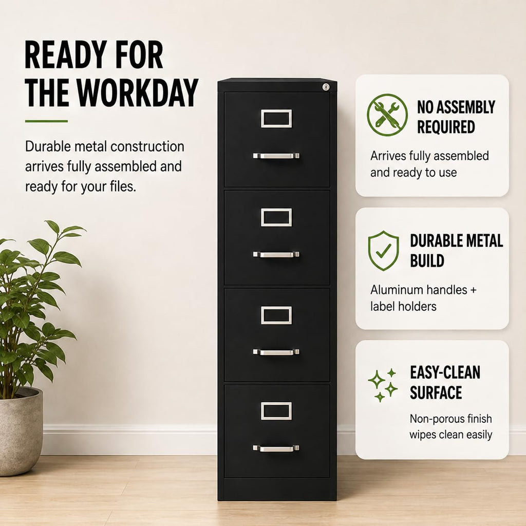 4 Drawers Black Metal Filing Cabinet T630