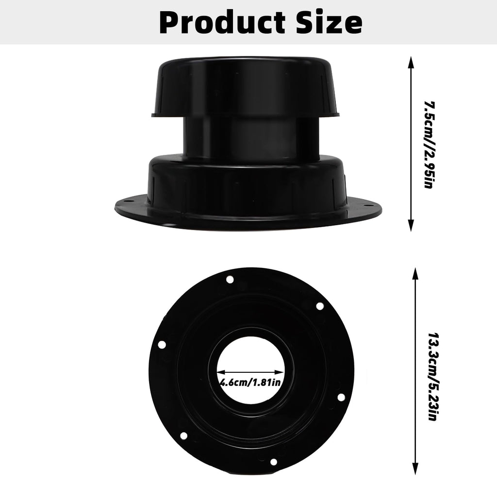 RV Plumbing Vent Caps Kit 2Pcs Plastic Roof Sewer Vent Cover Caps Black G432