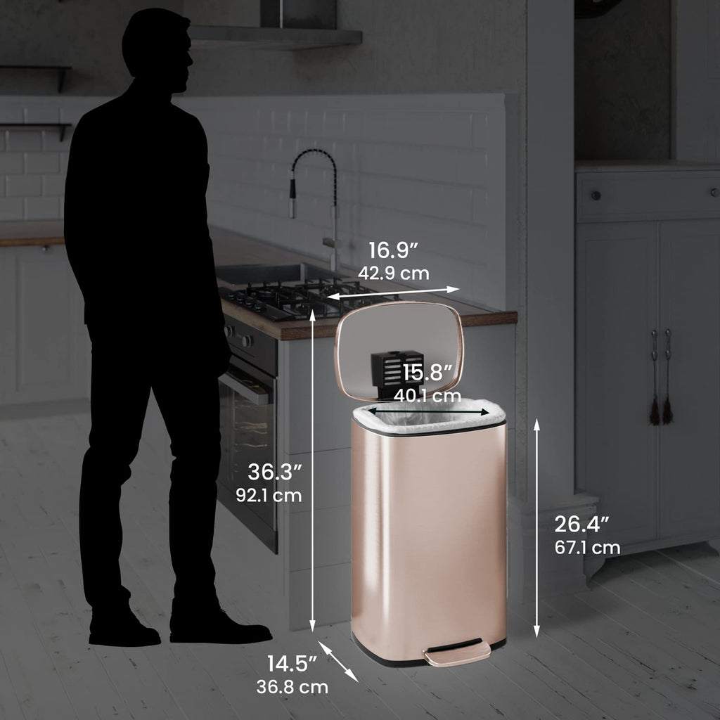 13.2 Gallon Rose Gold Stainless Steel Step Trash Can T810