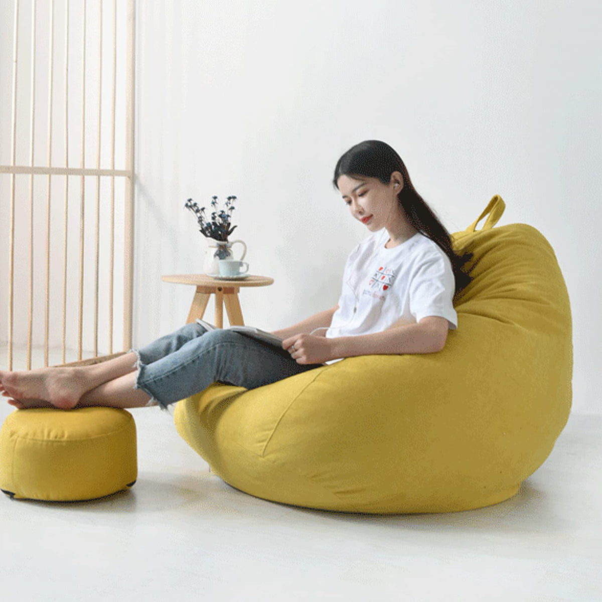 Yellow Washable Bean Bag Chair Cover F36373