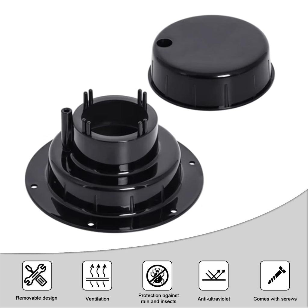RV Plumbing Vent Caps Kit 2Pcs Plastic Roof Sewer Vent Cover Caps Black G432