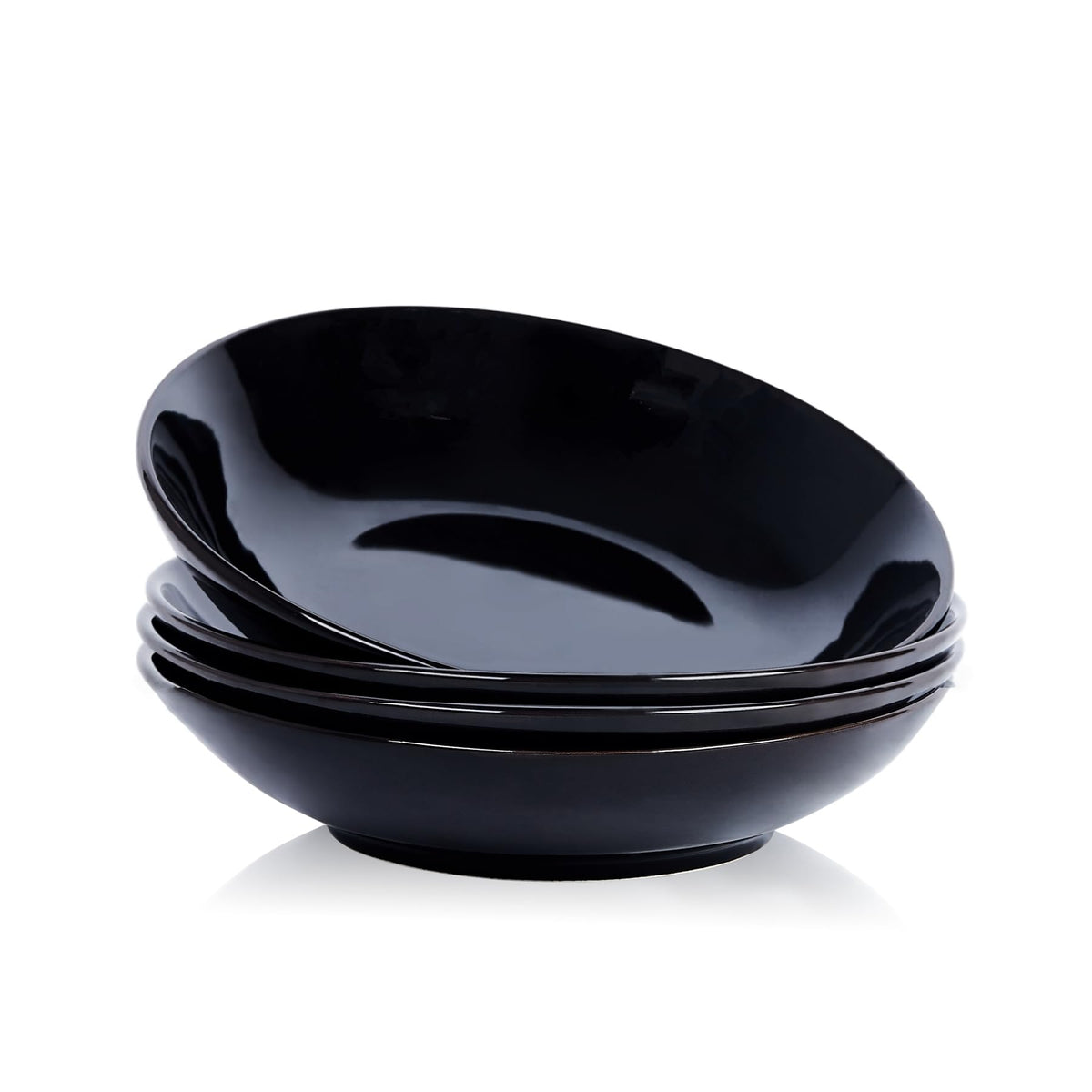 Black Ceramic Bowls Set of 4, 9 Inch 40 oz Microwave and Oven Safe I255721