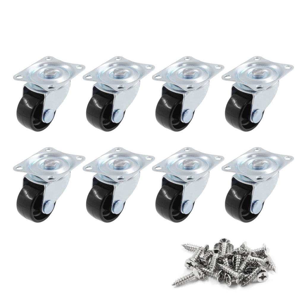1 inch Swivel Caster Wheels Rubber Base, 8pcs V1703