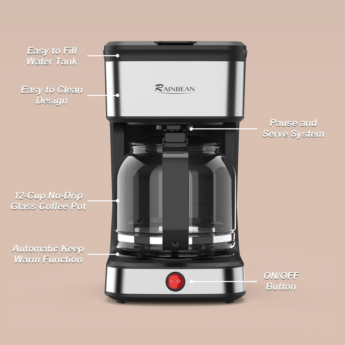 12-Cup Drip Coffee Maker with Glass Carafe L8581