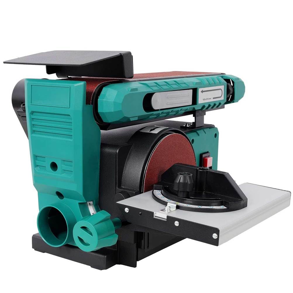 Benchtop Belt and Disc Sander, 4x36 Belt & 6" Disc, 0–90° Adjustable Table, Cast Iron Base, 120V Heavy Duty Sanding Machine R396