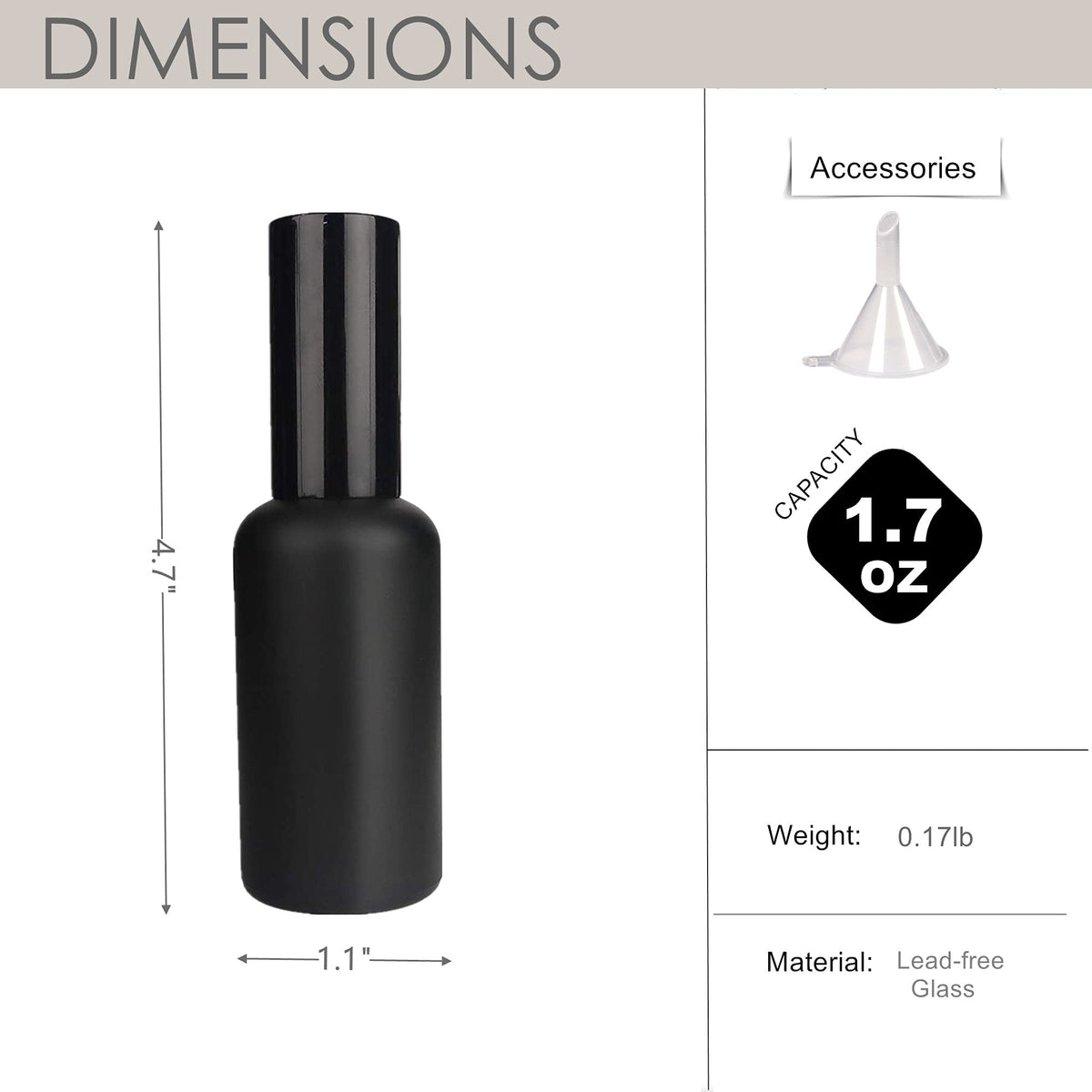 Cocktail Atomizer Sprayer 1.7OZ 50ml Black L28033