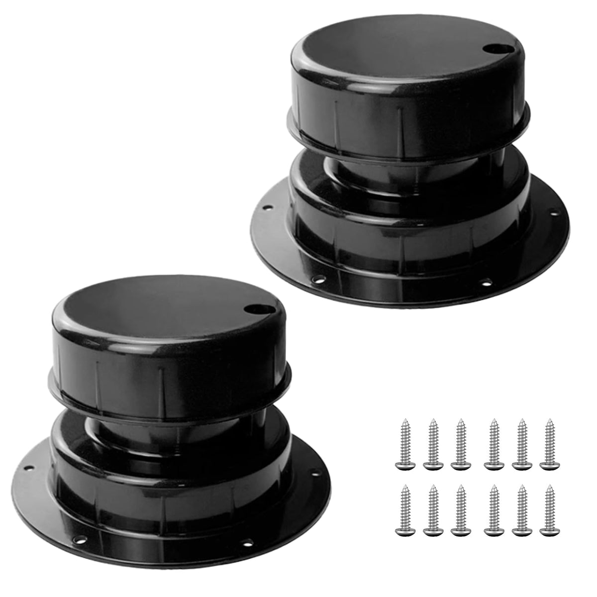 RV Plumbing Vent Caps Kit 2Pcs Plastic Roof Sewer Vent Cover Caps Black G432