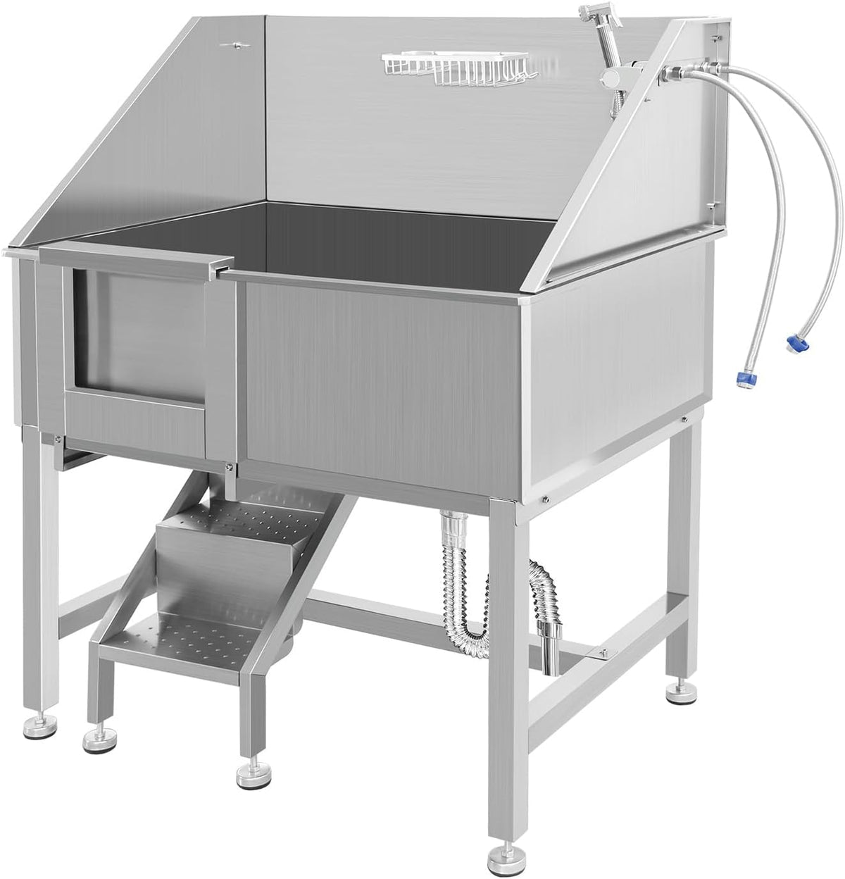 38 Inch Stainless Steel Dog Grooming Tub with Ramp X4781
