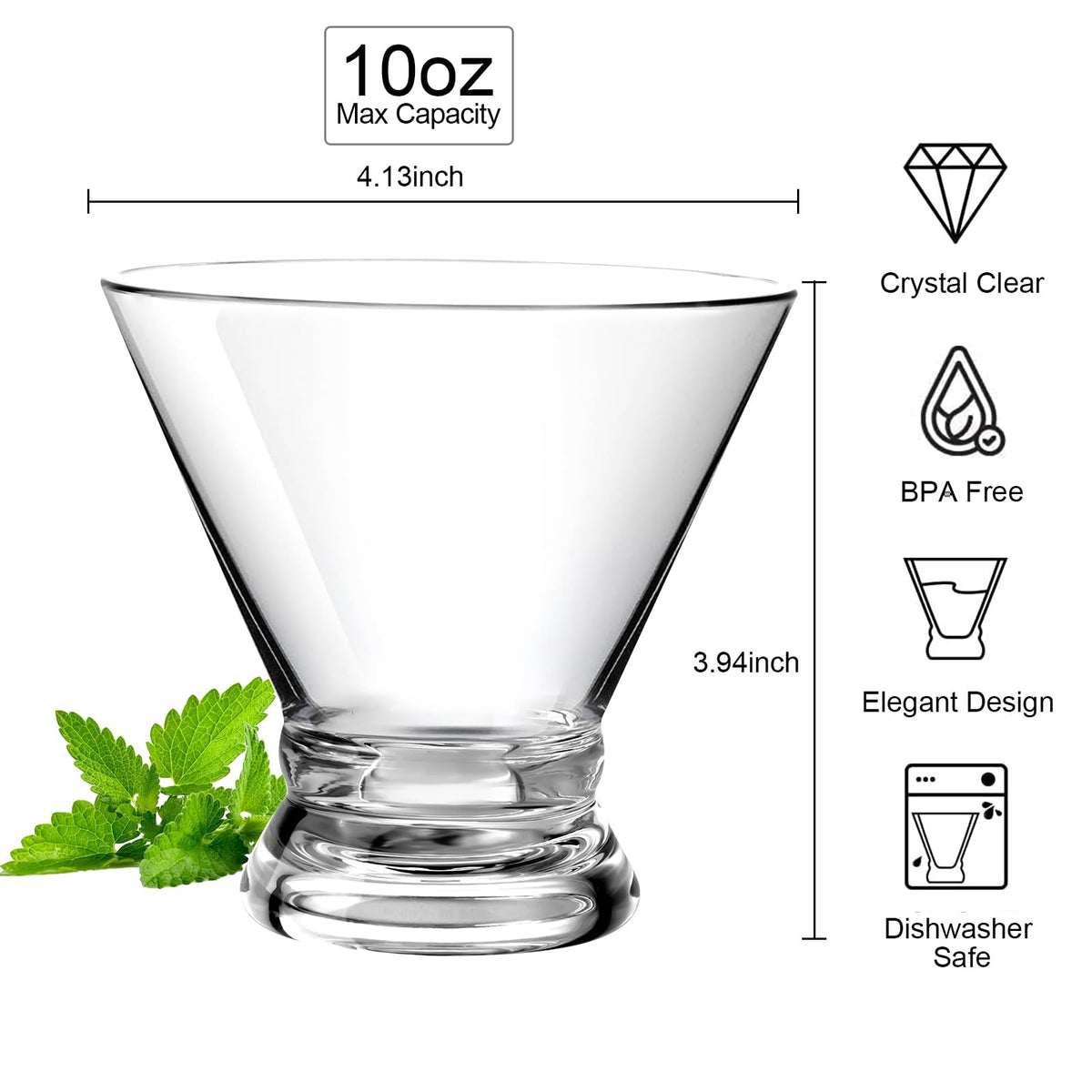 Set of 4 10oz Unbreakable Tritan Stemless Cocktail Glasses V878688