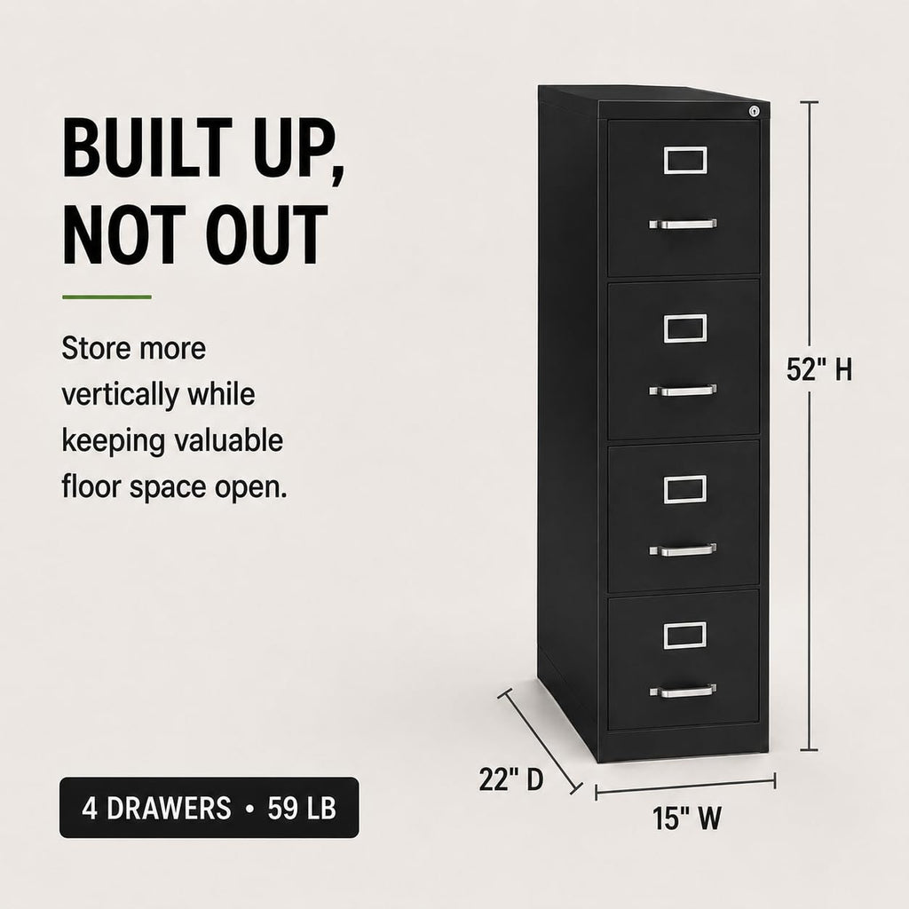 4 Drawers Black Metal Filing Cabinet T630