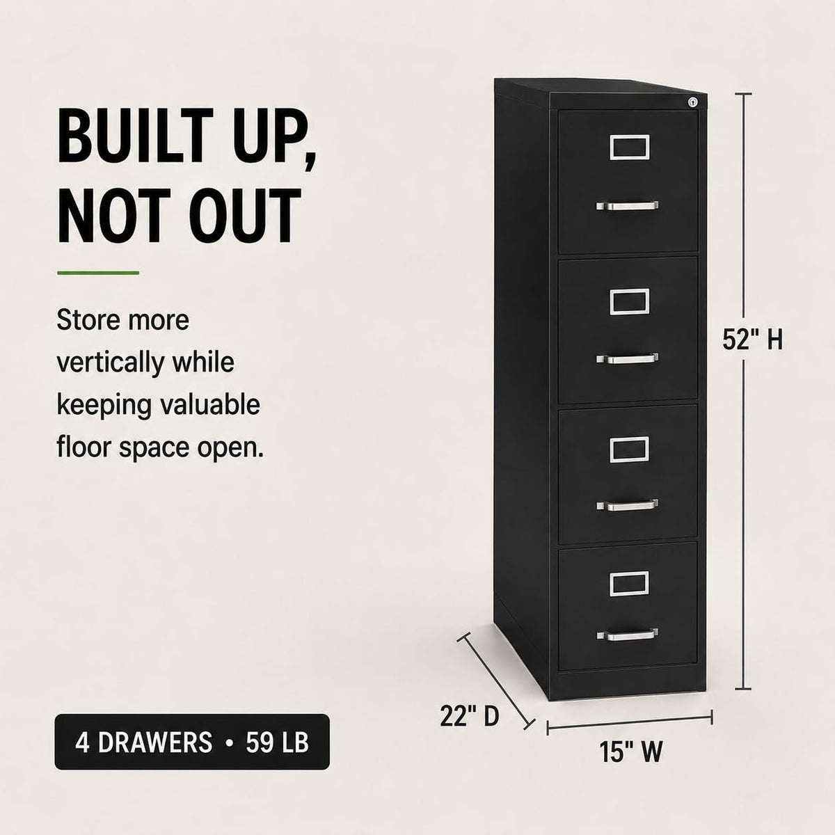 4 Drawers Black Metal Filing Cabinet T630