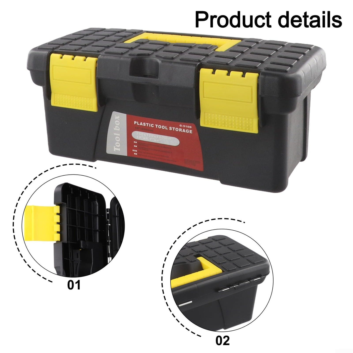 10 Inch Black Plastic Tool Storage Box U4779