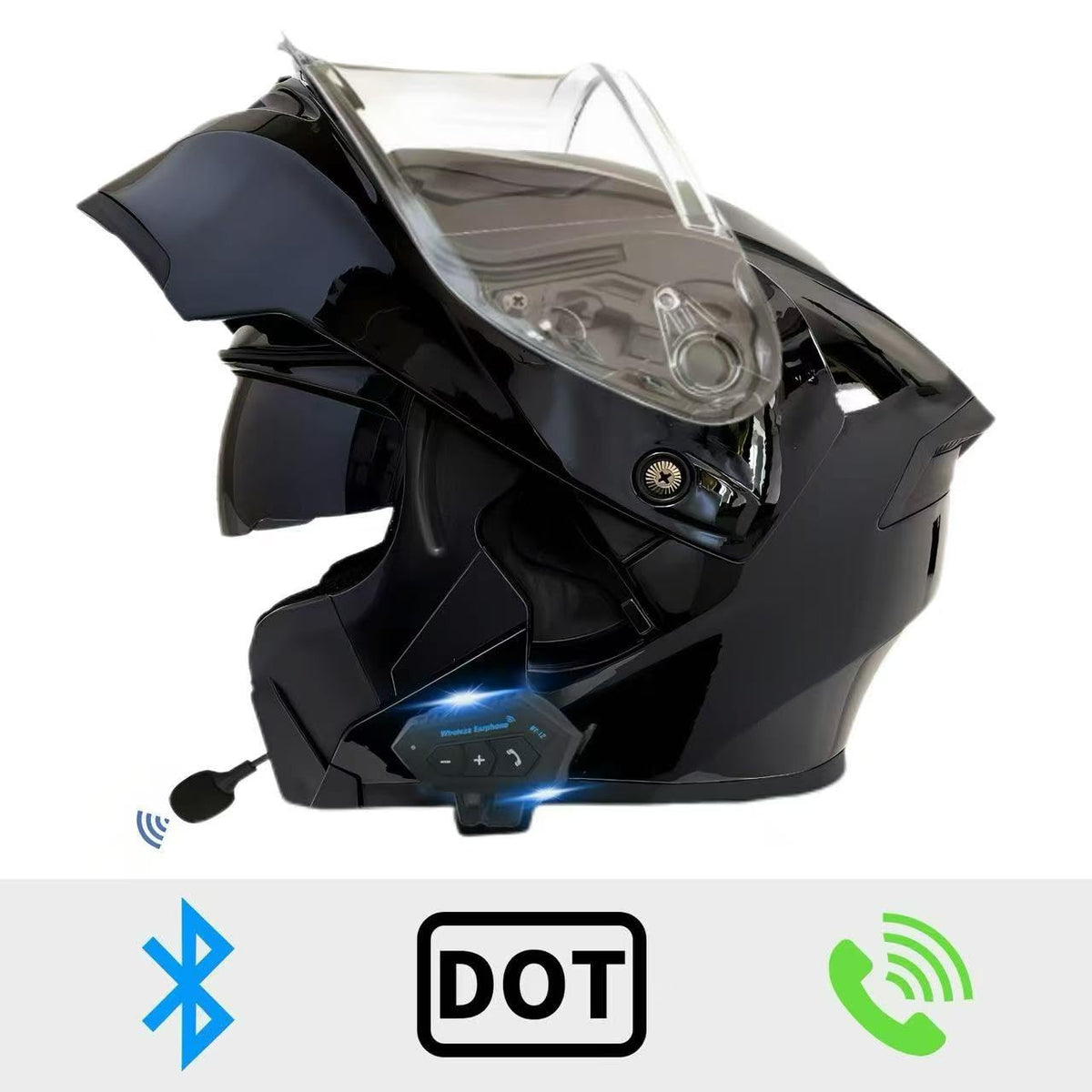 DOT Approved Flip Up Full Face Motorcycle Helmet with Dual Speakers and Microphone M55451