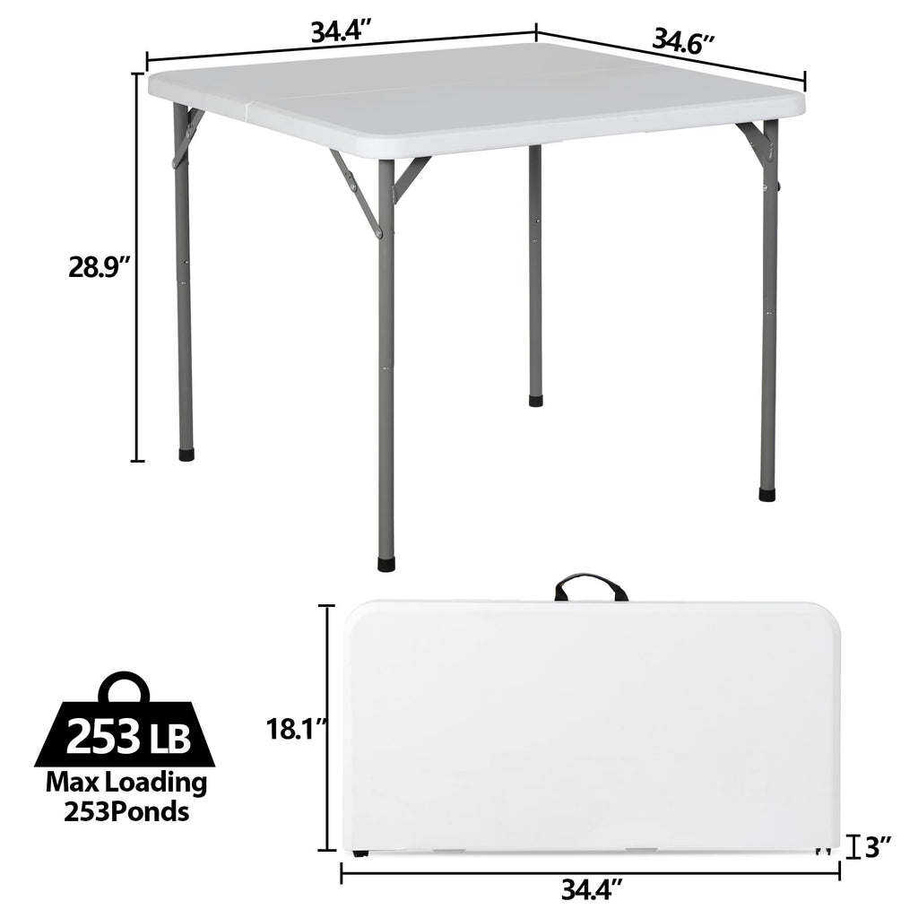 White 3 Foot Folding Card Table with Carrying Handle F9677