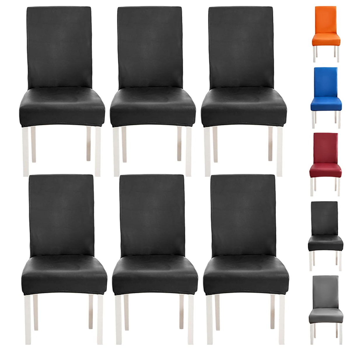 Black 6pcs Leather Chair Cover X674