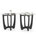 Glass Round End Table Set of 2, 23.5" Black D31412