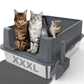 Stainless Steel Extra Large Cat Litter Box with High Sided Lid and Litter Scoop J300