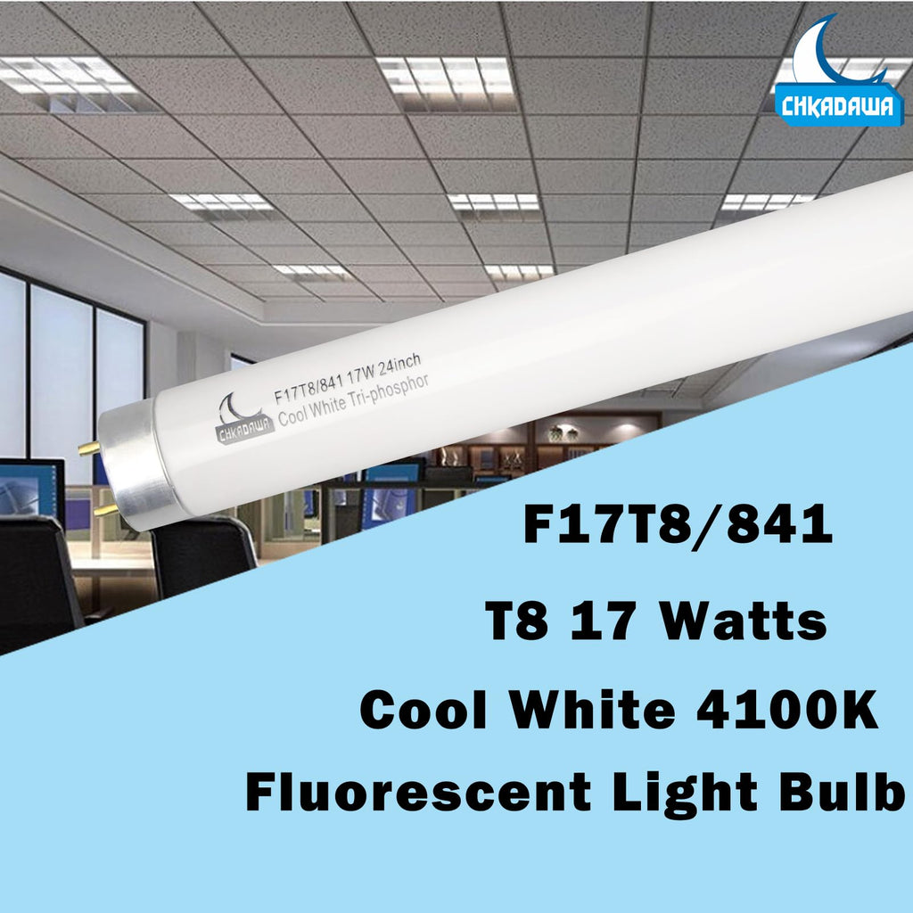 24 Inch 2 Ft T8 17W Cool White 4100K Fluorescent Tube 6 Pack T56640