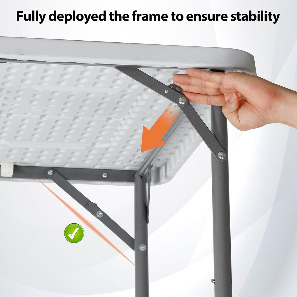 White 3 Foot Folding Card Table with Carrying Handle F9677