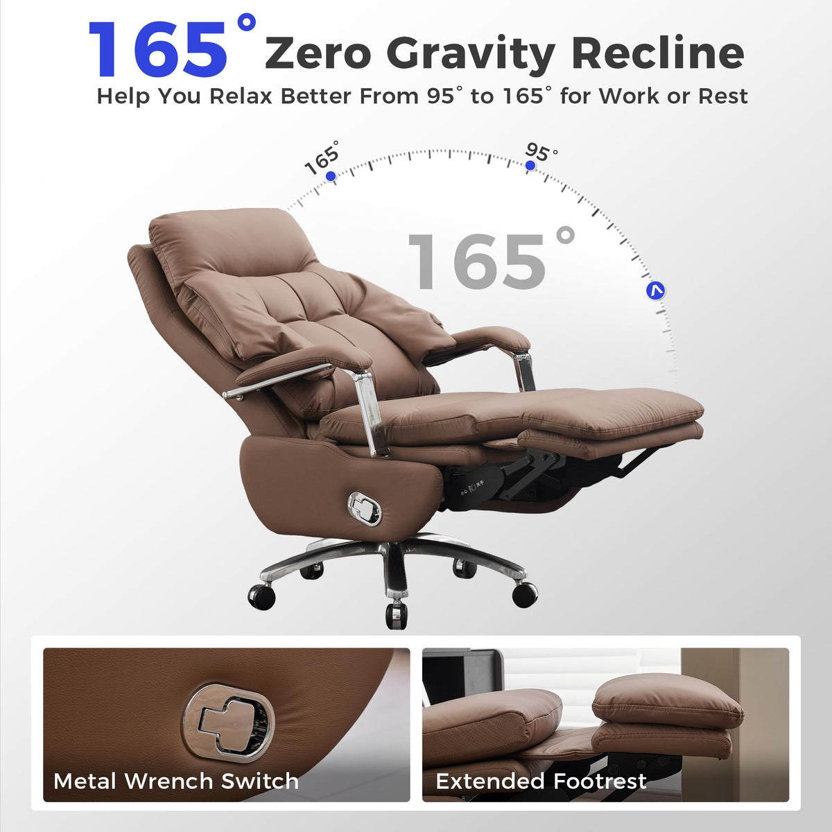 Brown PU Leather Recliner Chair with Footrest 400LBS I21239