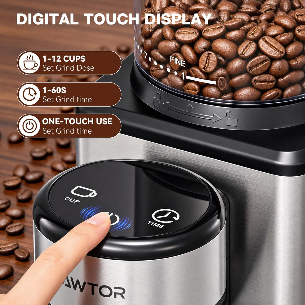 Conical Burr Coffee Bean Grinder, 25 Precise Settings, Anti-Static N694065