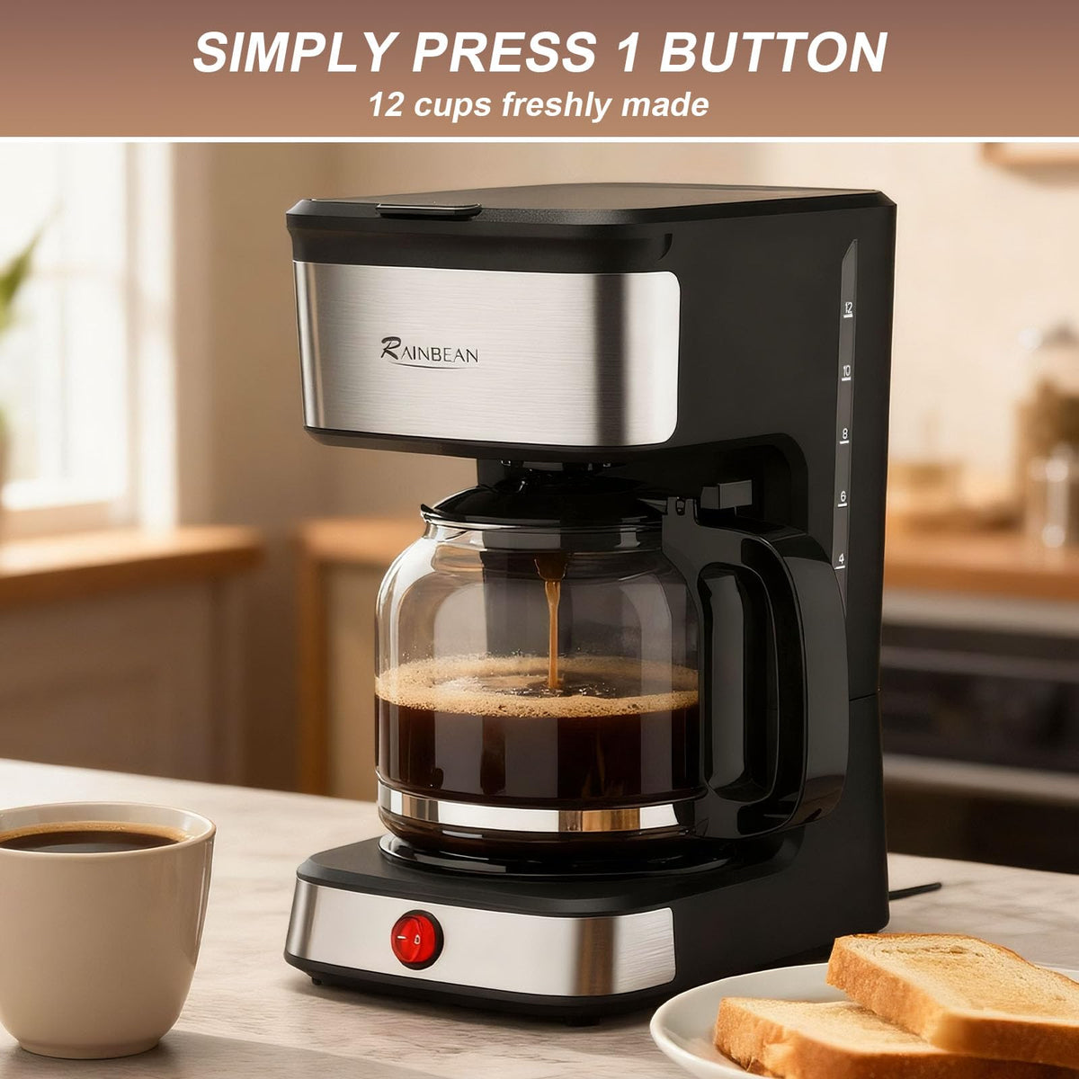 12-Cup Drip Coffee Maker with Glass Carafe L8581