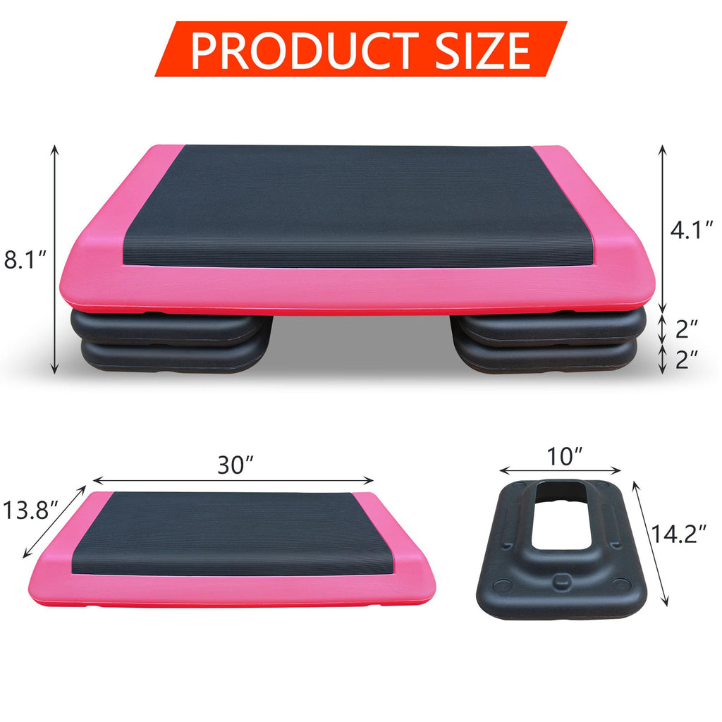 43" Adjustable Aerobic Step Platform with 4 Risers, 550 LBS Capacity H4916