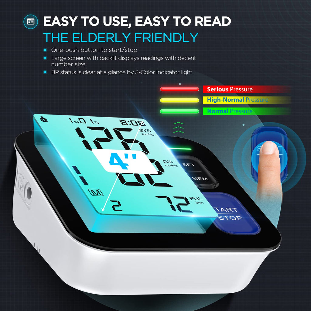 Upper Arm Blood Pressure Machine with 3 Size Cuffs U1820