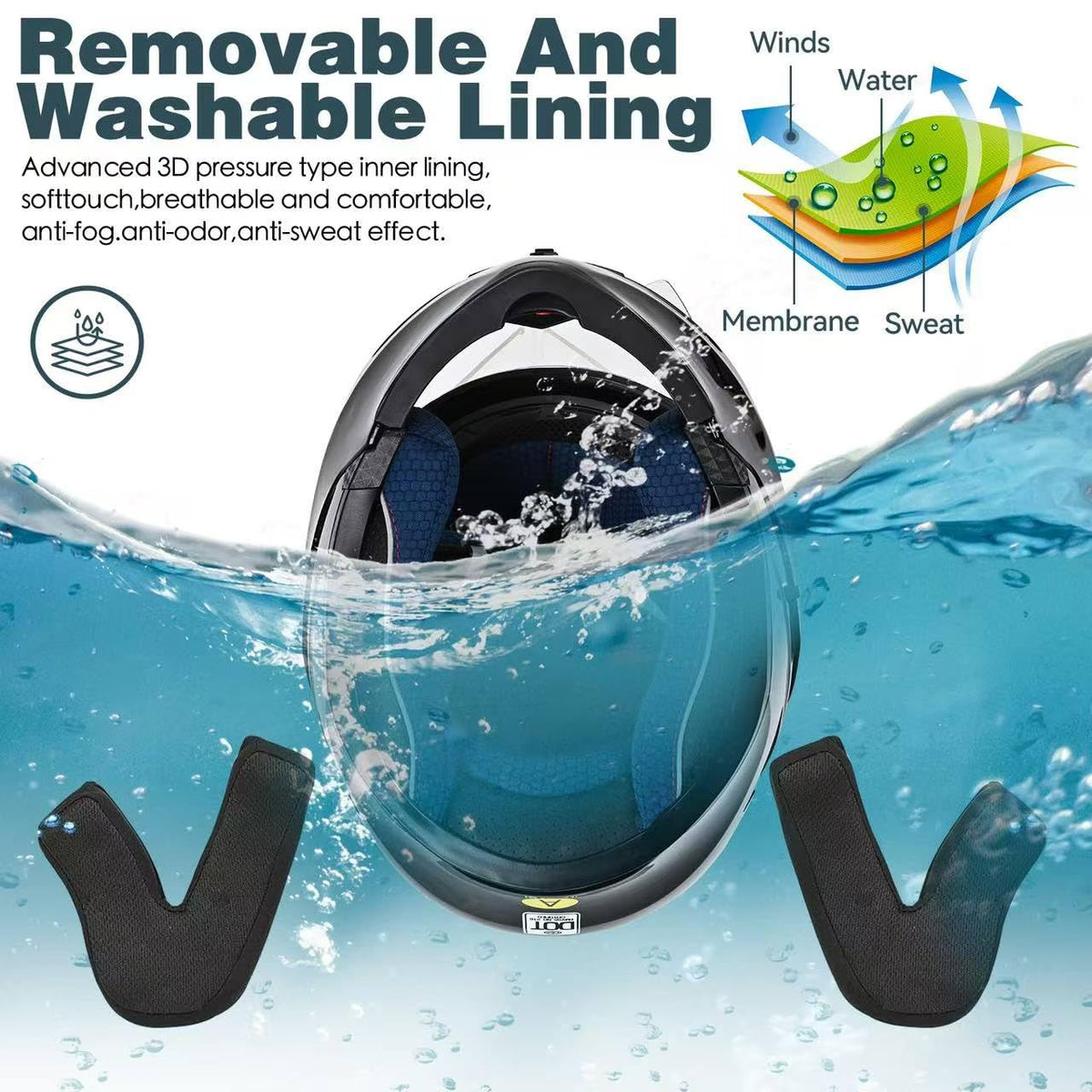 DOT Approved Flip Up Full Face Motorcycle Helmet with Dual Speakers and Microphone M55451