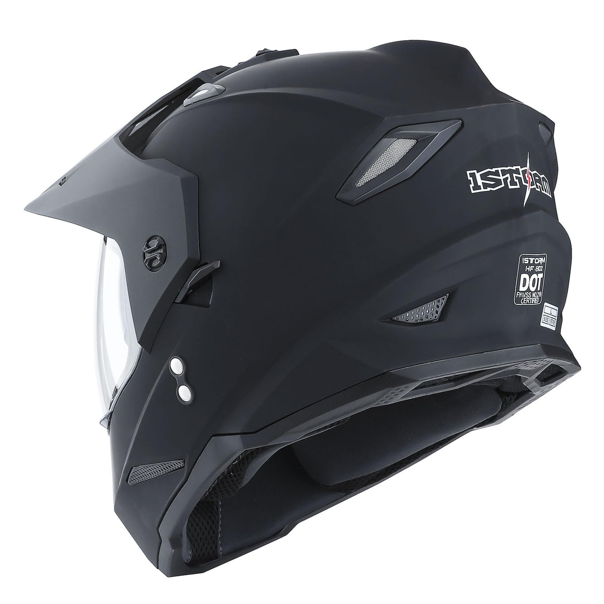 Youth Kids Dual Sport Dual Visor Full Face Helmet Matt Black R496