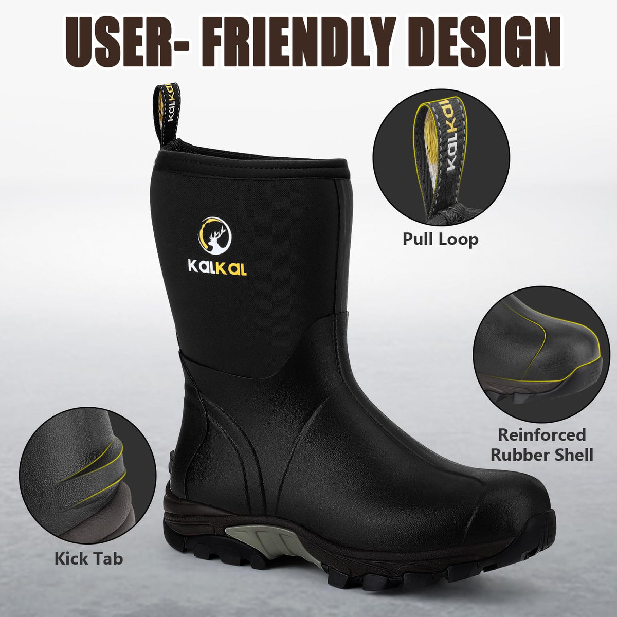 Waterproof Insulated Mid Calf Rubber Boots O867199