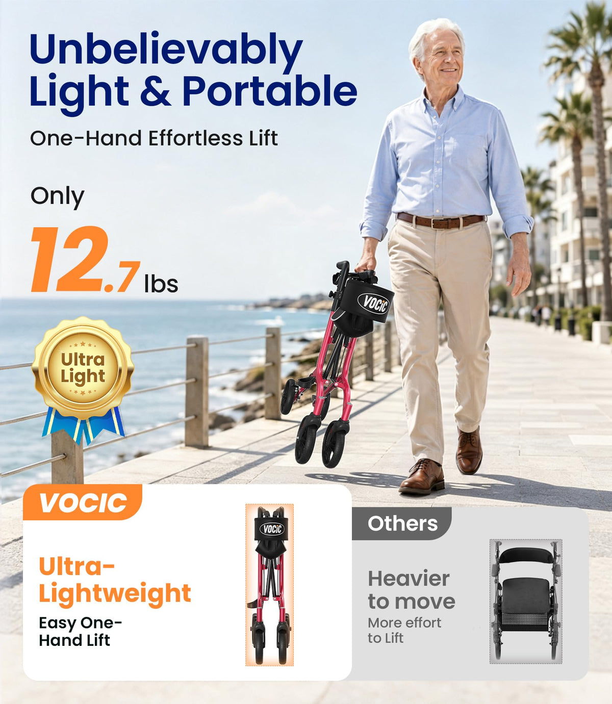 Ultralight Rollator Walker with Seat S57960