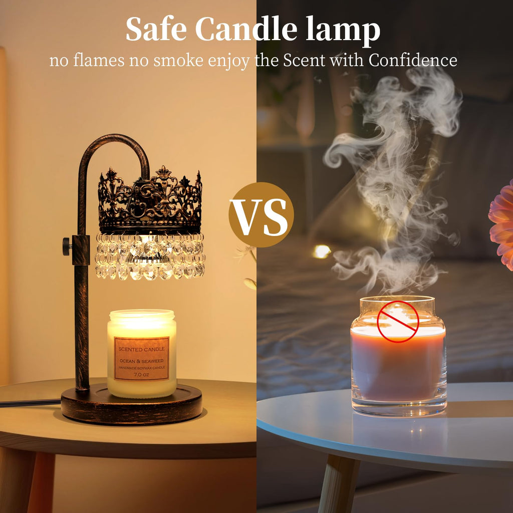 Candle Warmer Lamp with Timer Dimmer Adjustable Height Black Gold Brushed Z85543