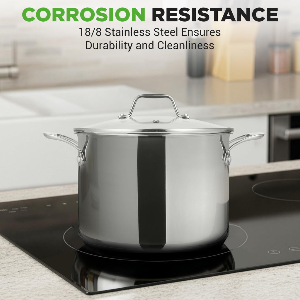 8-Quart Stainless Steel Stock Pot with See-Through Lid C80485