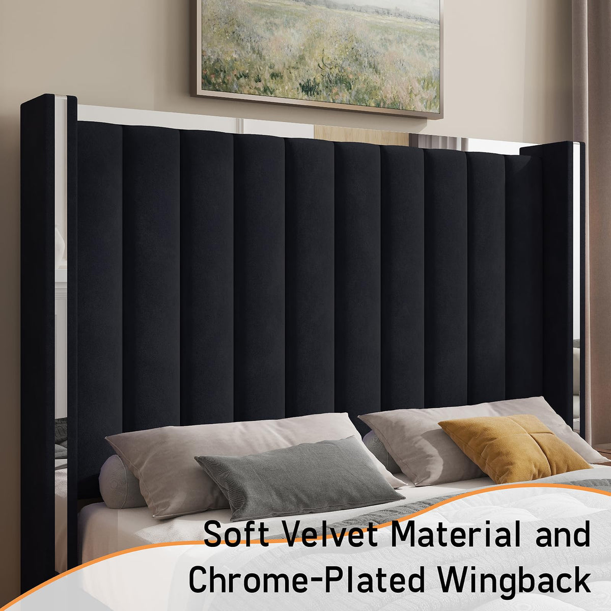 Queen Upholstered Bed Frame with Tall Headboard Q94619