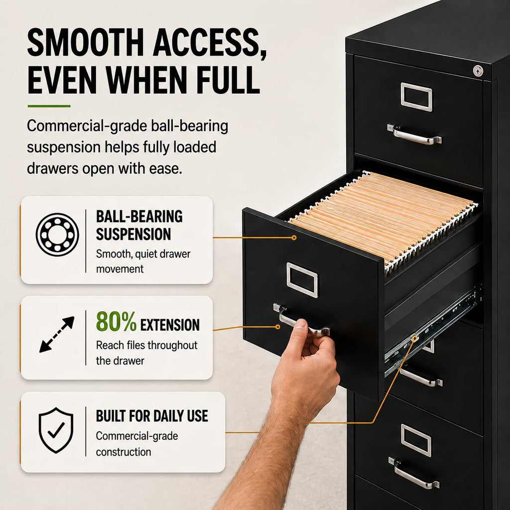 4 Drawers Black Metal Filing Cabinet T630