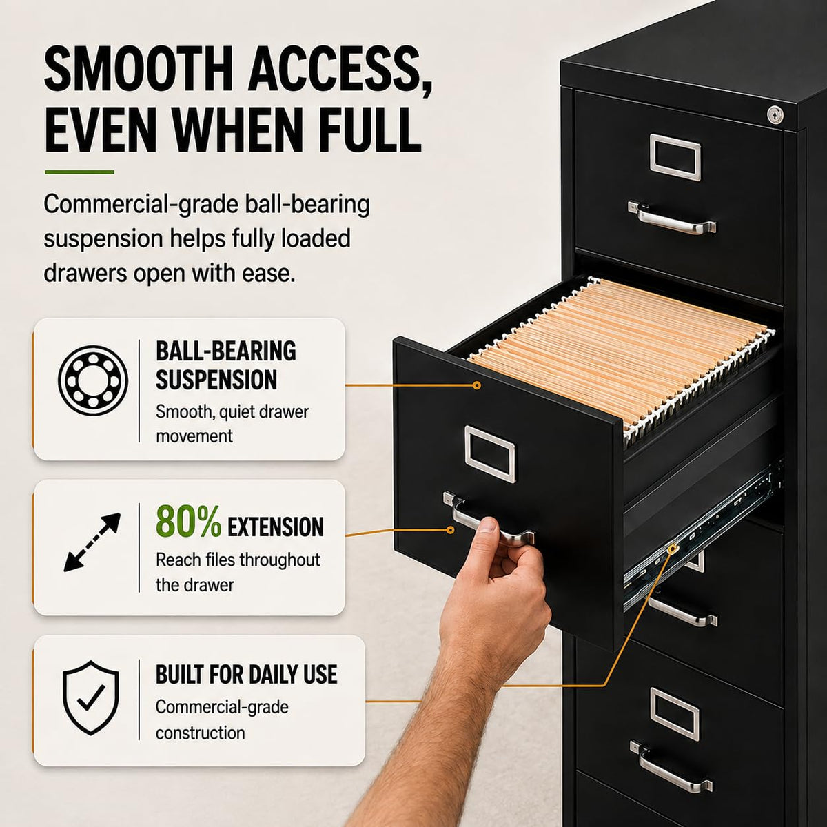 4 Drawers Black Metal Filing Cabinet T630