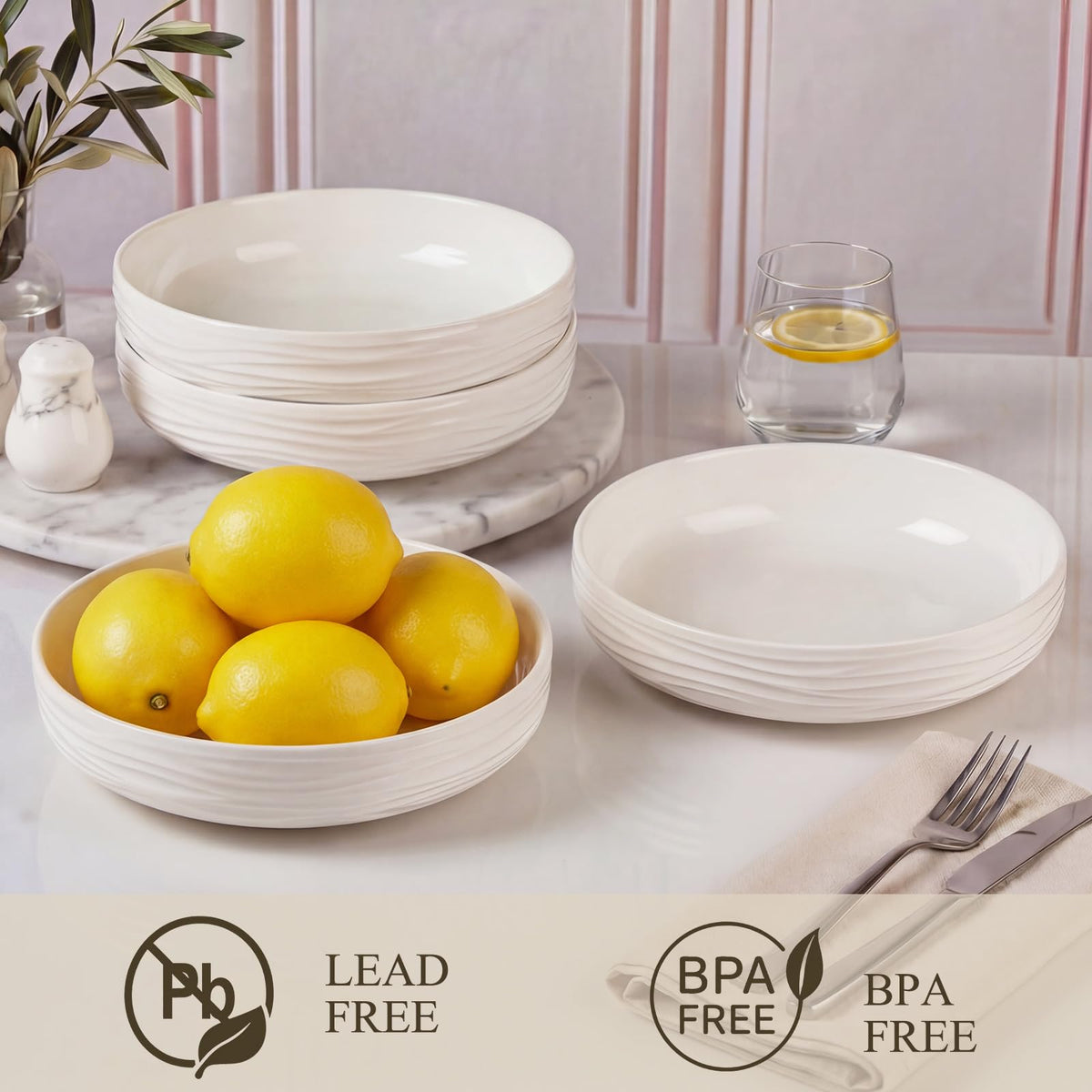 White Pasta Bowls Set of 4 T155056