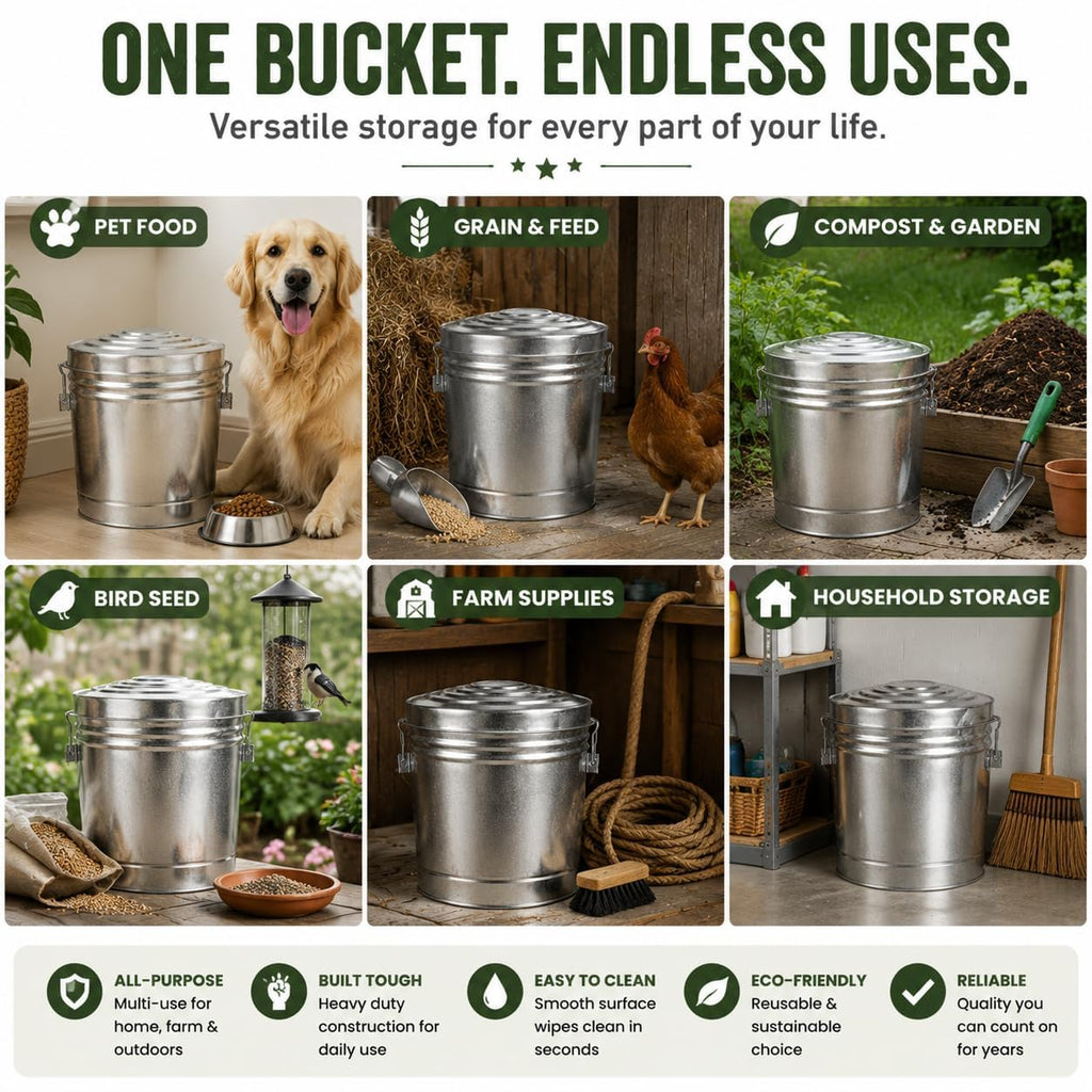 6-Gallon Galvanized Steel Storage Can with Lid Q24679