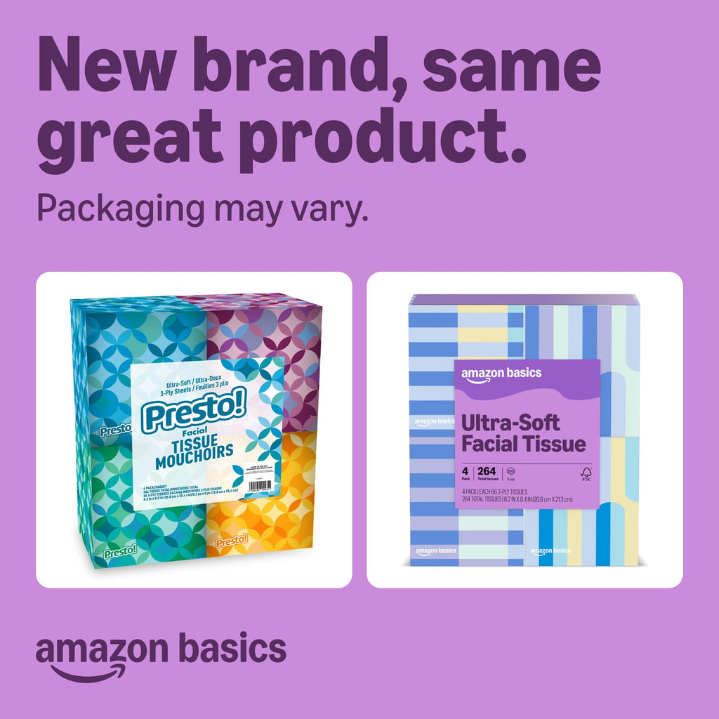 Ultra-Soft 3-Ply Facial Tissues, 264 Count W258