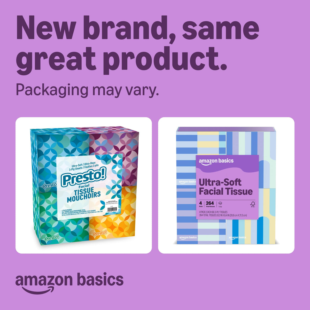 Ultra-Soft 3-Ply Facial Tissues, 264 Count W258